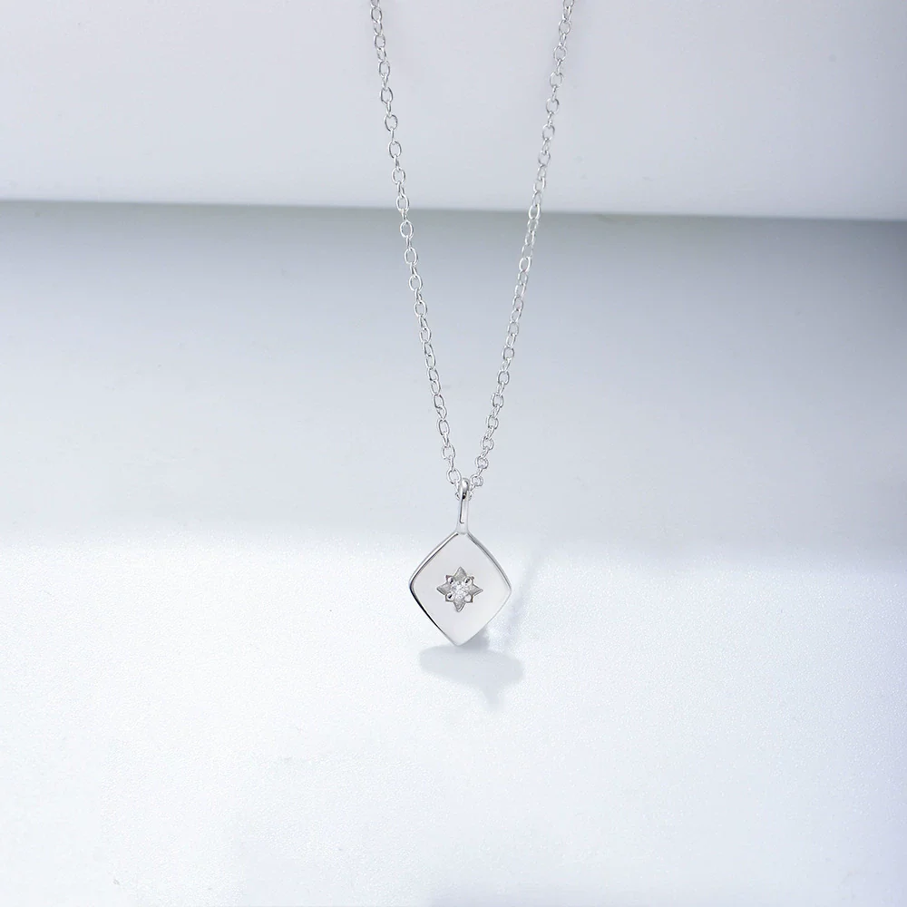 Wholesale Women's S925 Sterling Silver Geometric Diamond Zircon Cross Chain Necklace - Image 5