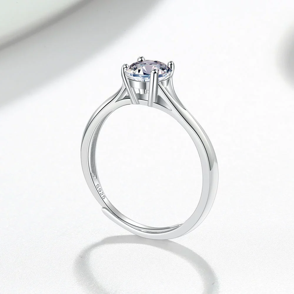 Wholesale Women's S925 Sterling Silver Geometric Four Claw Fashion Wedding Ring With Electroplating - Image 3