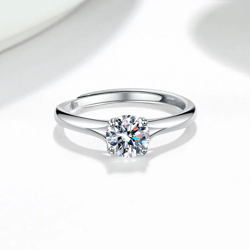 Wholesale Women's S925 Sterling Silver Geometric Four Claw Fashion Wedding Ring With Electroplating - Image 4