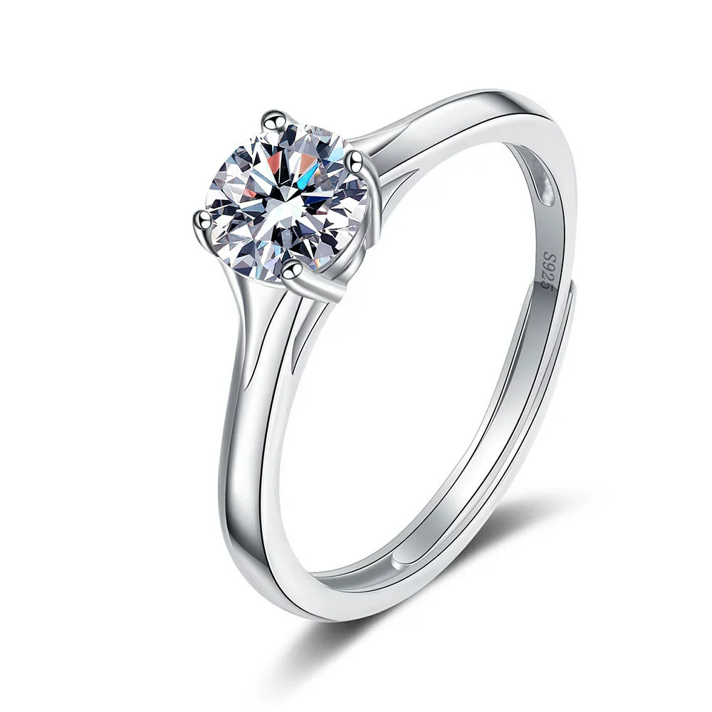 Wholesale Women's S925 Sterling Silver Geometric Four Claw Fashion Wedding Ring With Electroplating - Image 5