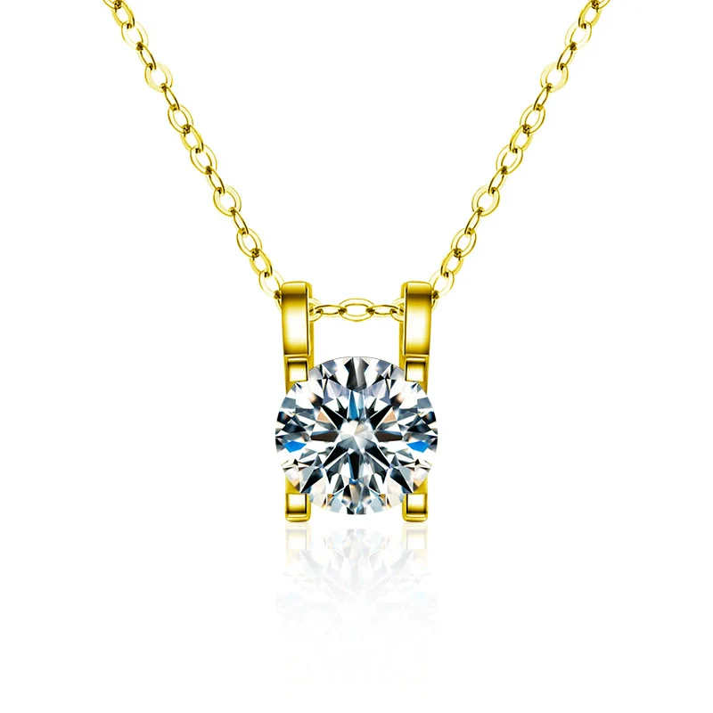 Wholesale Women's S925 Sterling Silver Geometric Moissanite Set Diamond Pendant Necklace With Cross Chain - Image 5