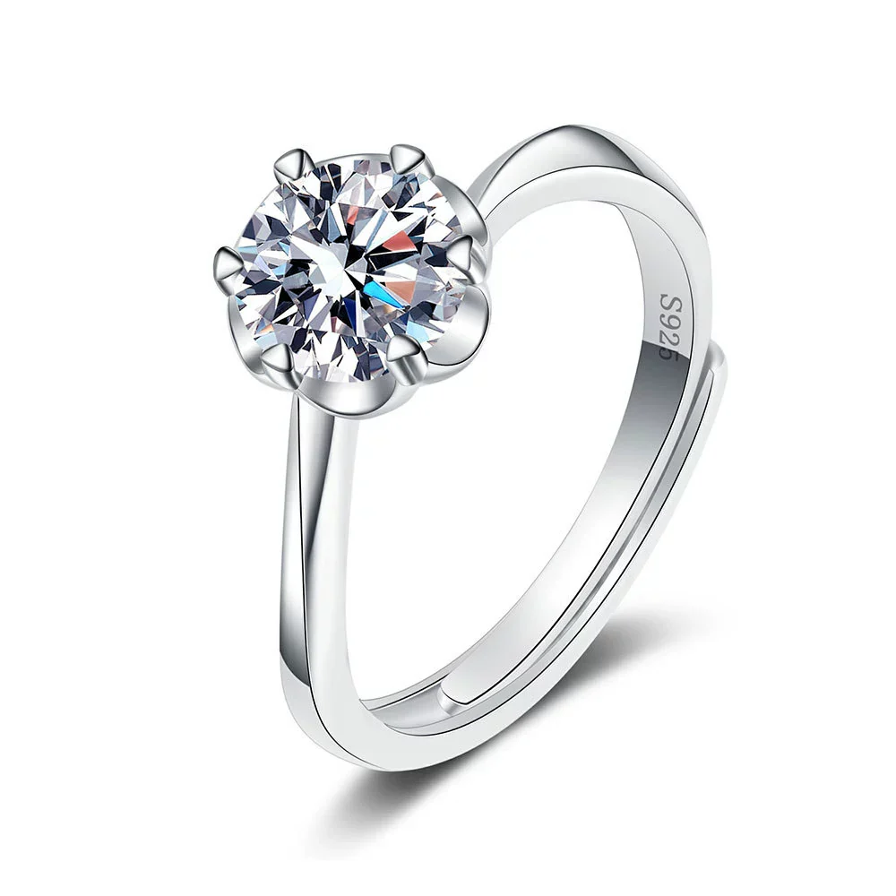Wholesale Women's S925 Sterling Silver Geometric Petal Open Ring With Electroplating - Image 5
