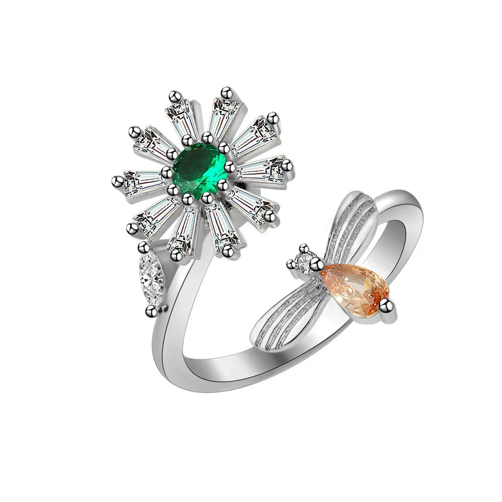 Wholesale Women's S925 Sterling Silver Geometric Rotating Open Ring With Electroplating - Image 8