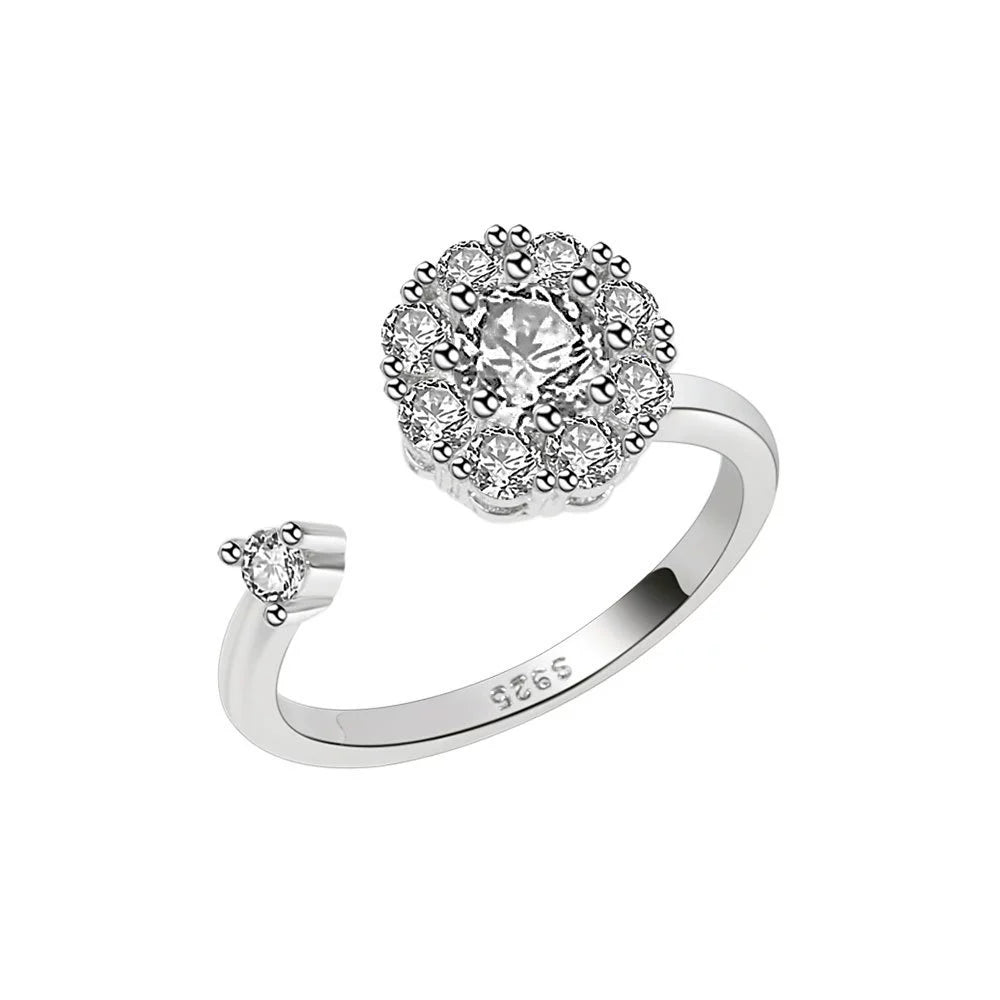Wholesale Women's S925 Sterling Silver Geometric Rotating Ring With Micro Inlaid And Electroplating - Image 5
