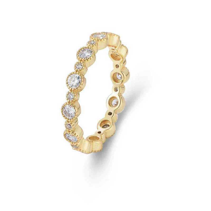 Wholesale Women's S925 Sterling Silver Geometric Round Zircon Diamond Ring Jewelry - Image 5