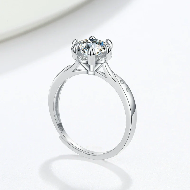 Wholesale Women's S925 Sterling Silver Geometric Sixclaw Ring Set With Zircon Electroplated Jewelry - Image 4