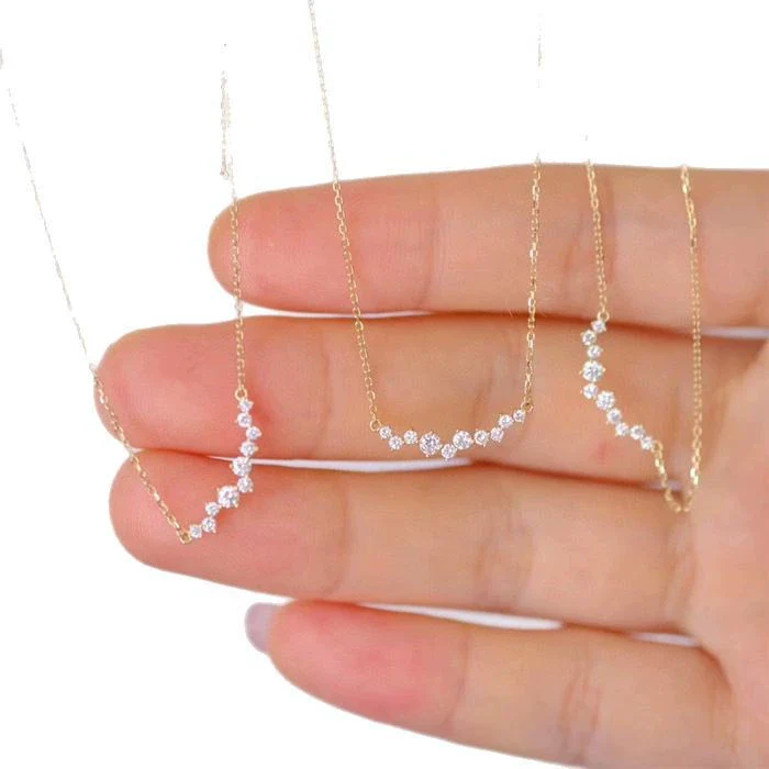 Wholesale Women's S925 Sterling Silver Geometric Smile Pendant Necklace With Zircon And Diamonds O Word Chain - Image 5