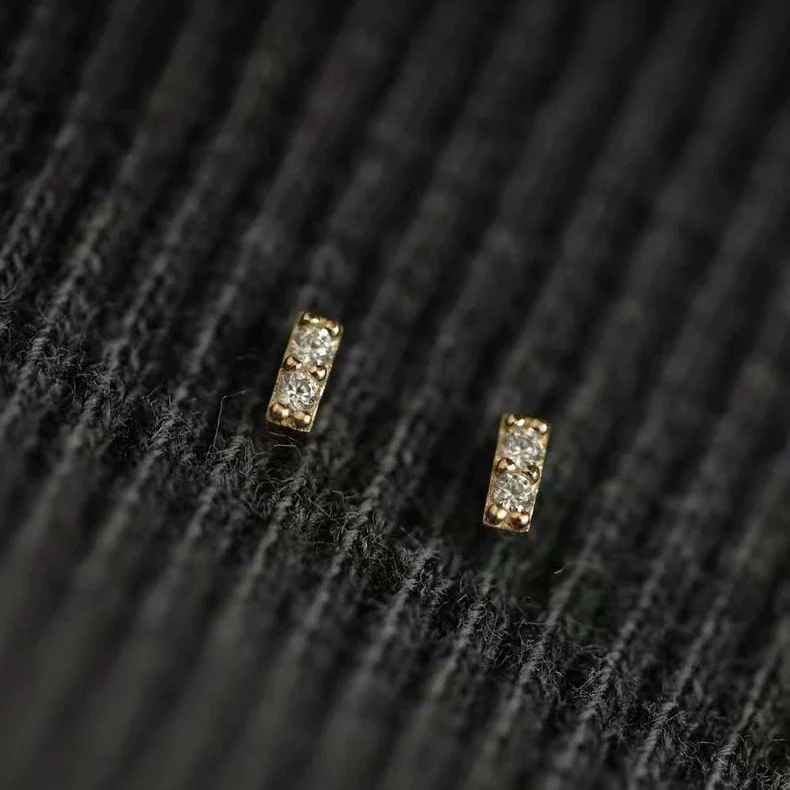Wholesale Women's S925 Sterling Silver Geometric Style Goldplated Zirconia Earrings