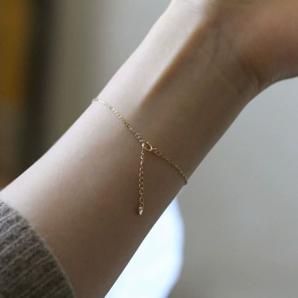 Wholesale Women's S925 Sterling Silver Geometric Style Single Diamond Bracelet 14K Plated Gold - Image 3