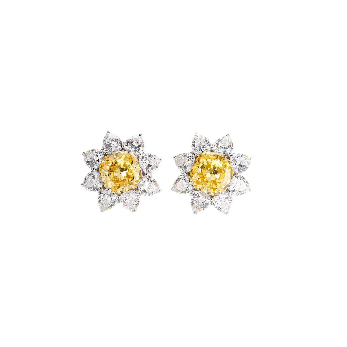 Wholesale Women's S925 Sterling Silver Geometric Sunflower Earrings With High Carbon Diamond And Electroplating - Image 5