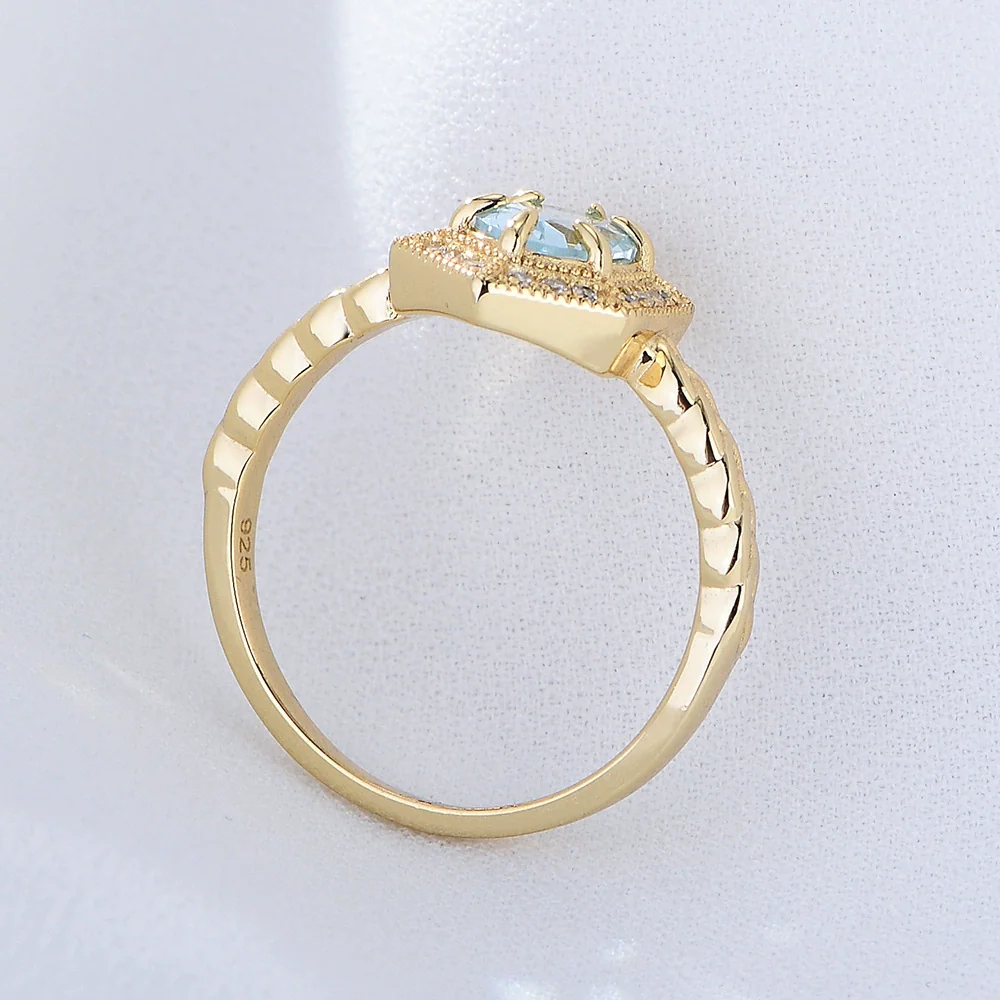 Wholesale Women's S925 Sterling Silver Geometric Topaz Ring Bracelet - Image 3