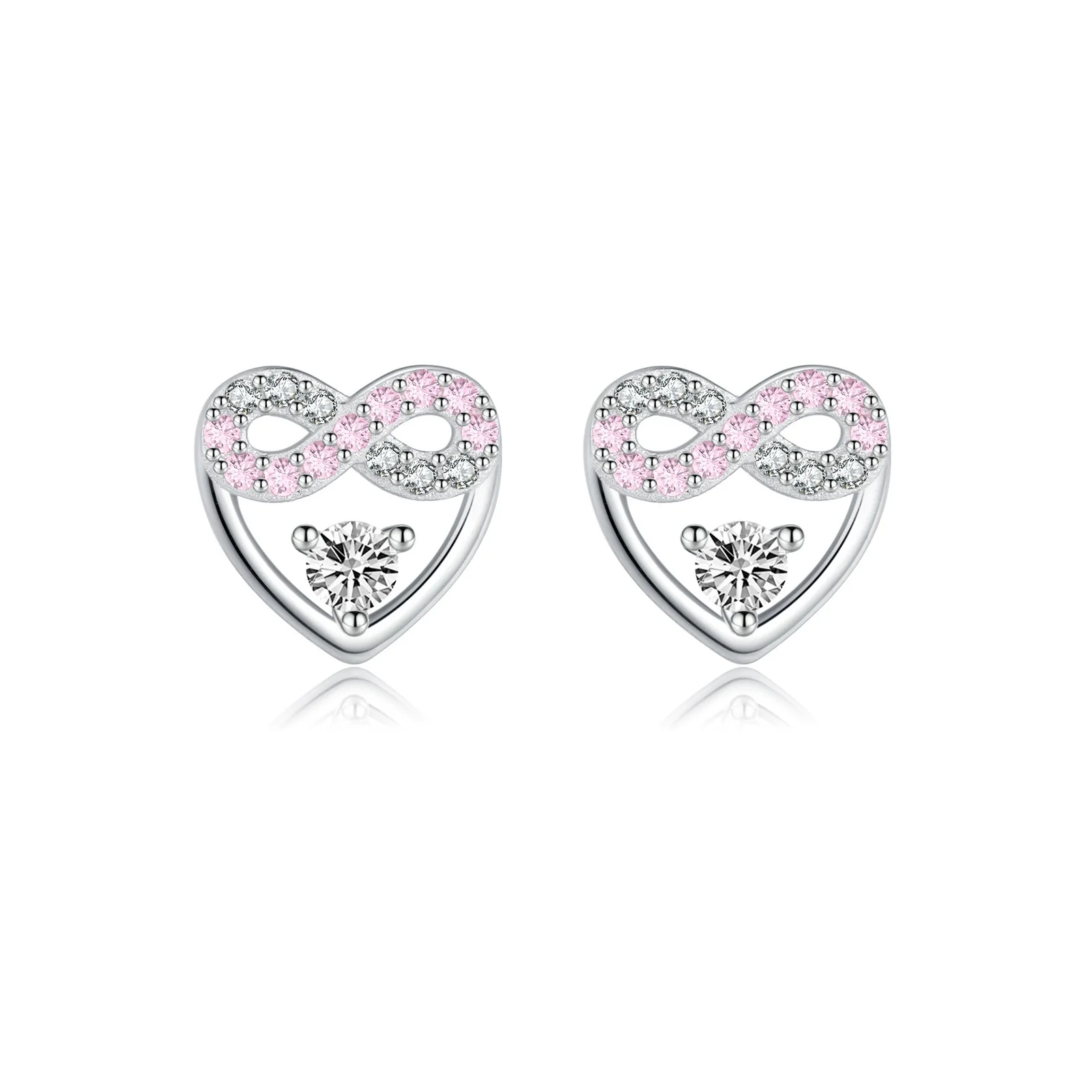 Wholesale Women's S925 Sterling Silver Heart Geometric Electroplated Earrings - Image 6