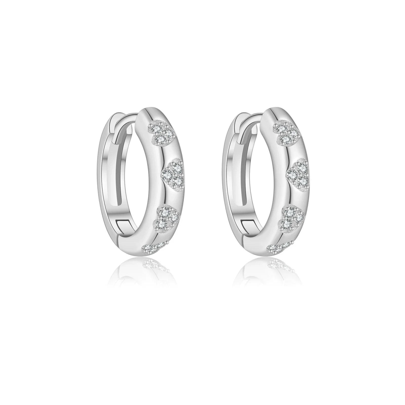 Wholesale Women's S925 Sterling Silver Heart Geometric Fashion Earrings With Platinum And 18K Gold Electroplating - Image 6
