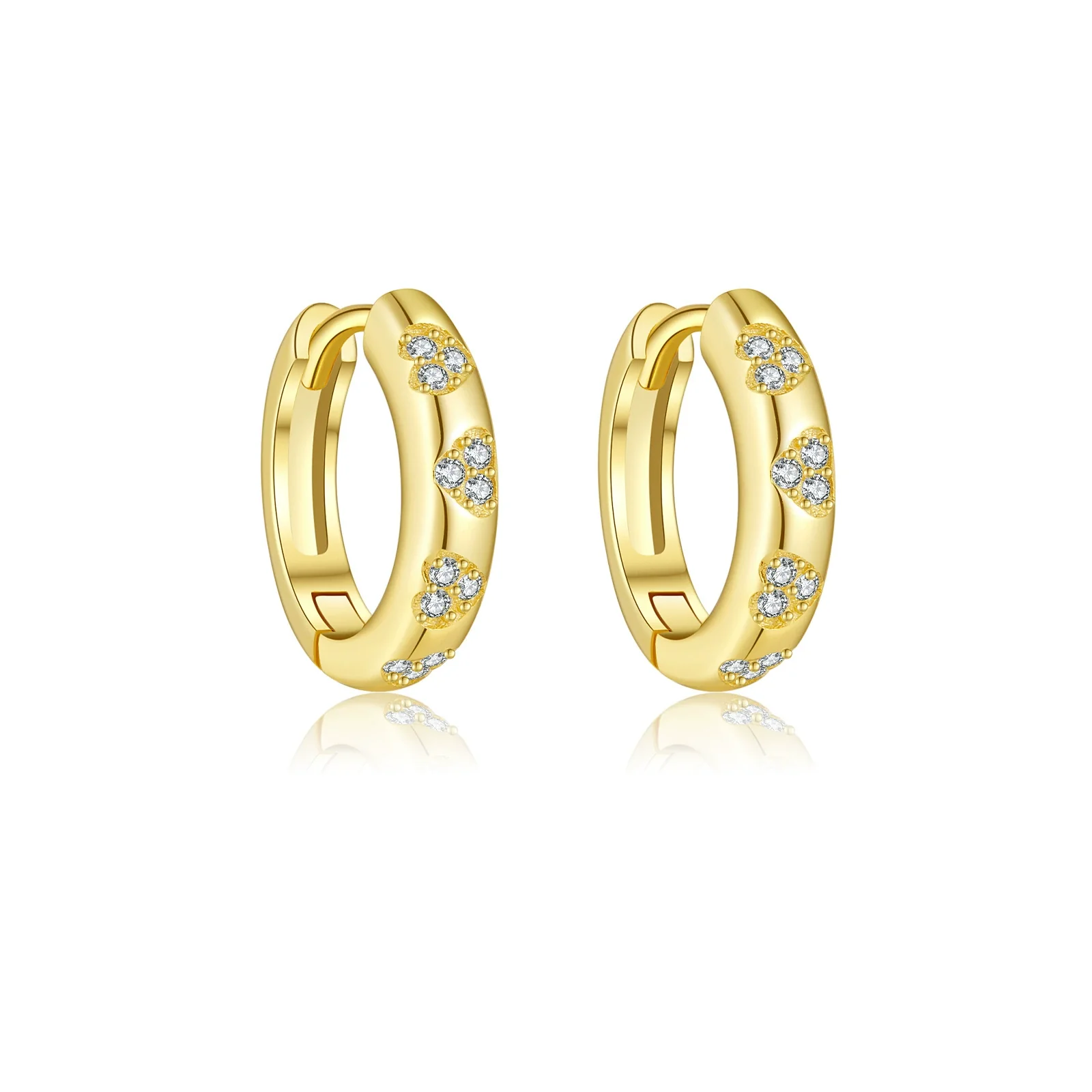 Wholesale Women's S925 Sterling Silver Heart Geometric Fashion Earrings With Platinum And 18K Gold Electroplating - Image 7