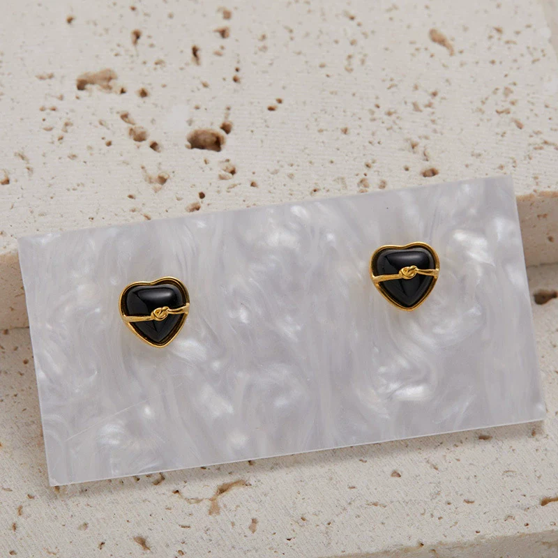 Wholesale Women's S925 Sterling Silver Inlaid Natural Black Agate Heart Shaped Pendant Necklace - Image 8