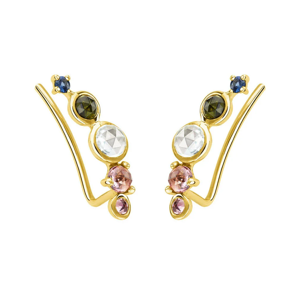 Wholesale Women's S925 Sterling Silver Inlaid Zircon Ushaped Simple Style Electroplated Earrings - Image 4