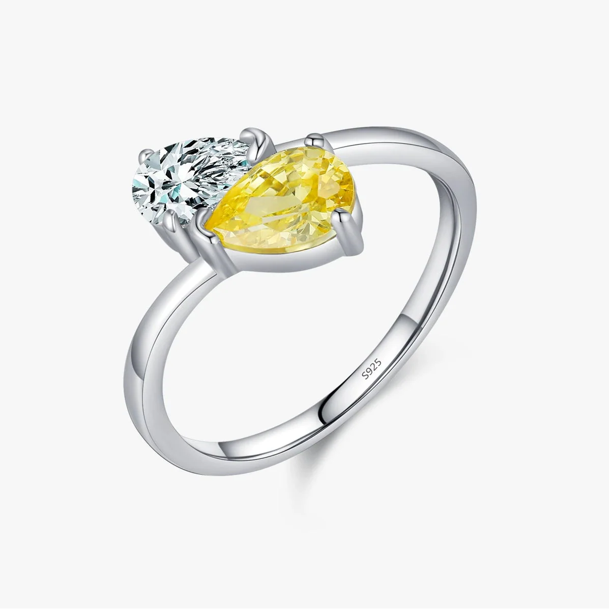 Wholesale Women's S925 Sterling Silver Light Luxury Interwoven Teardrop Design Ring
