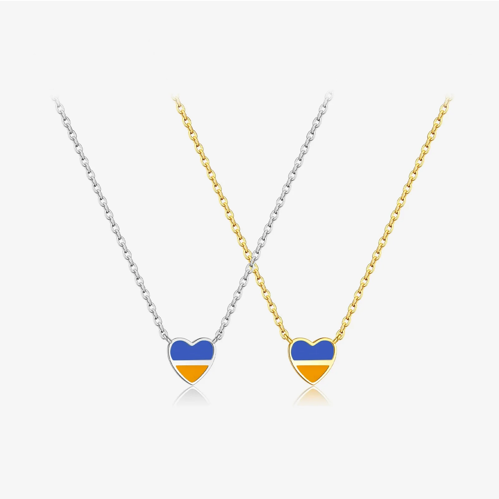 Wholesale Women's S925 Sterling Silver Love Pendant Necklace With Gold Enamel And Geometric Pattern Electroplated