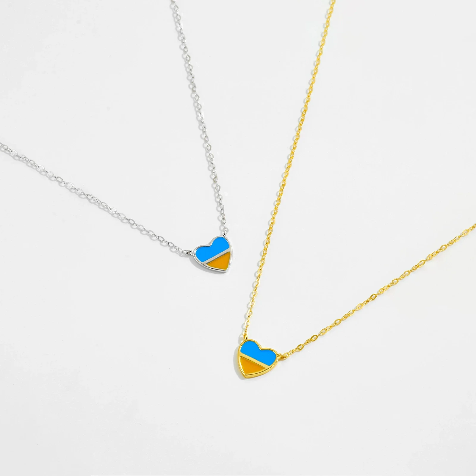 Wholesale Women's S925 Sterling Silver Love Pendant Necklace With Gold Enamel And Geometric Pattern Electroplated - Image 3