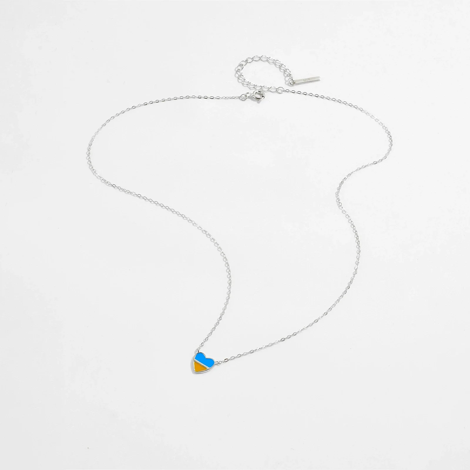 Wholesale Women's S925 Sterling Silver Love Pendant Necklace With Gold Enamel And Geometric Pattern Electroplated - Image 4