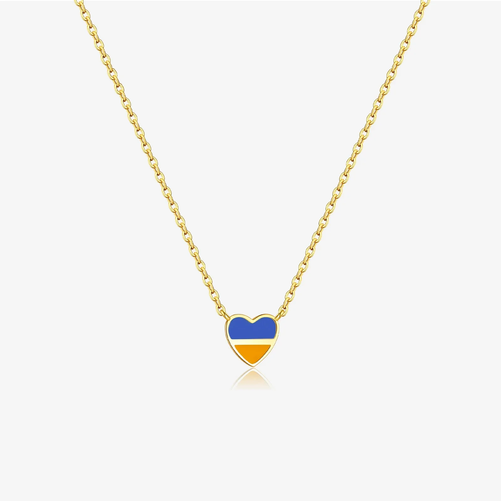 Wholesale Women's S925 Sterling Silver Love Pendant Necklace With Gold Enamel And Geometric Pattern Electroplated - Image 7