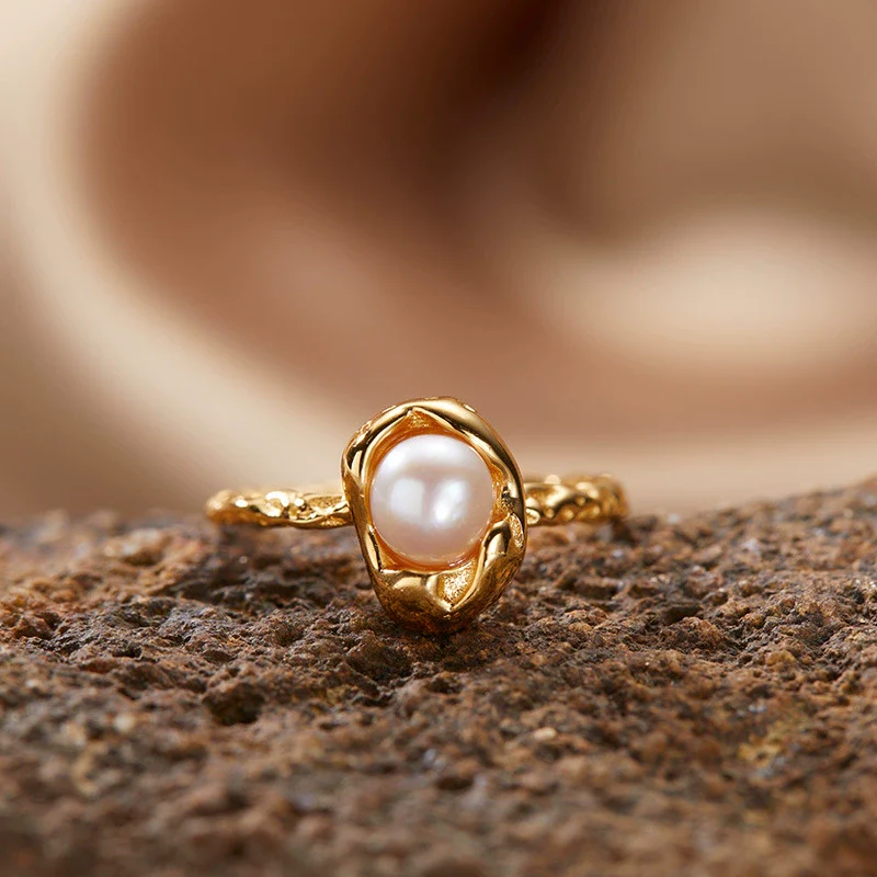 Wholesale Women's S925 Sterling Silver Natural Freshwater Pearl Geometric U Shaped Earrings Plated 18K Real Gold - Image 7