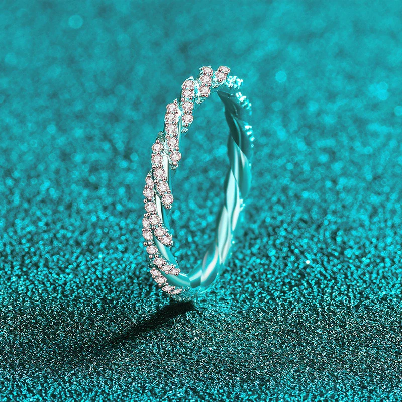 Wholesale Women's S925 Sterling Silver Ring With Moissanite Diamondencrusted Small Twist Design Electroplated With Doll Animal Zodiac Letters Numbers Text Pattern Minimalist Style - Image 2