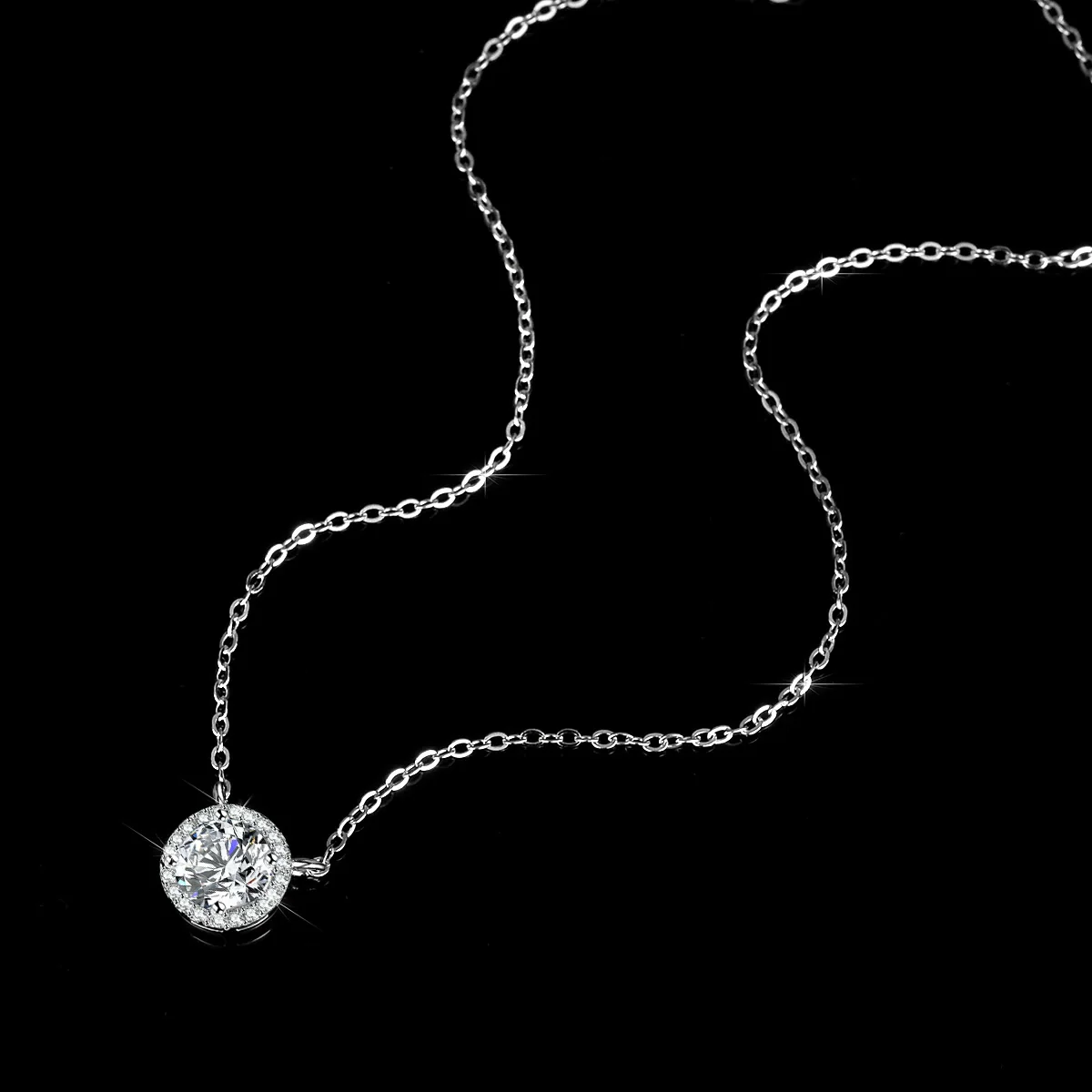 Wholesale Women's S925 Sterling Silver Round Moissanite Pendant Necklace With Geometric Design And Eight Heart And Eight Arrows Cutting - Image 3