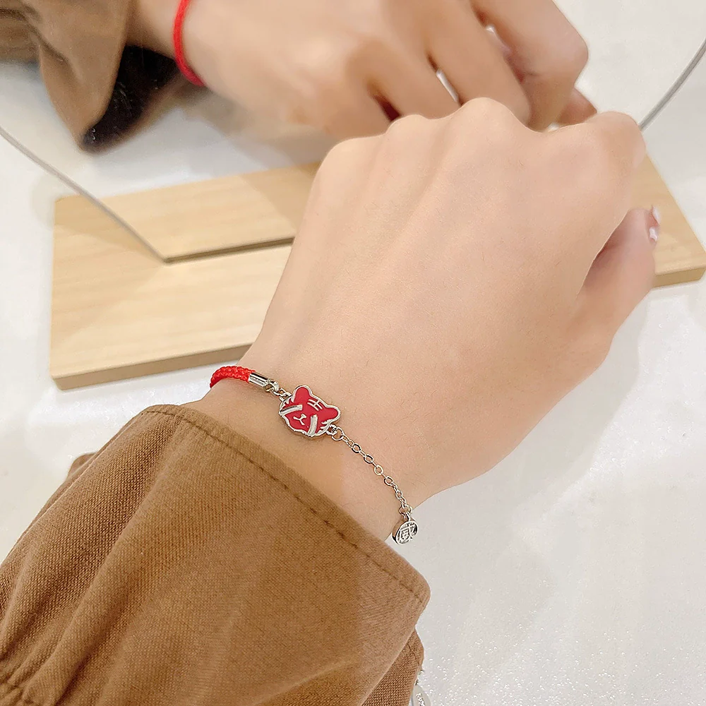 Wholesale Women's S925 Sterling Silver Tiger Zodiac Red Rope Temperaturesensitive Colorchanging Electroplated Bracelet - Image 2