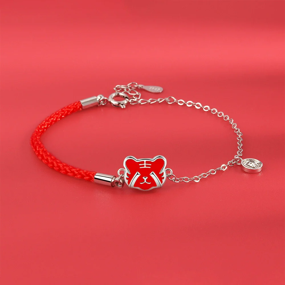 Wholesale Women's S925 Sterling Silver Tiger Zodiac Red Rope Temperaturesensitive Colorchanging Electroplated Bracelet - Image 5