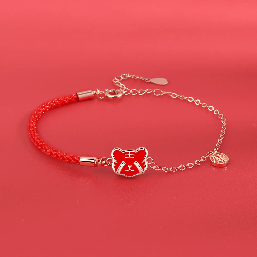 Wholesale Women's S925 Sterling Silver Tiger Zodiac Red Rope Temperaturesensitive Colorchanging Electroplated Bracelet - Image 6