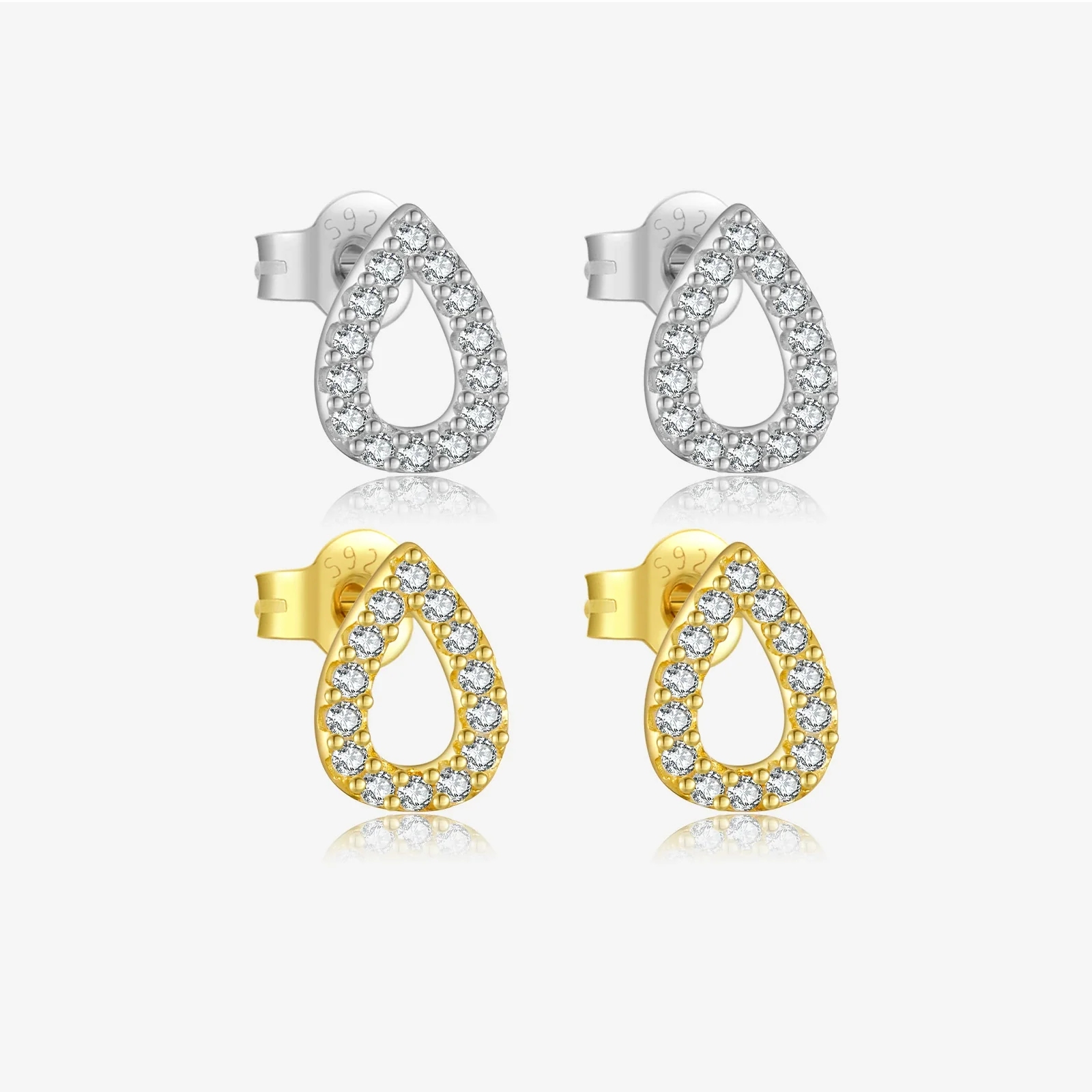 Wholesale Women's S925 Sterling Silver Water Drop Zircon Earrings With Platinum And 18K Gold Electroplating