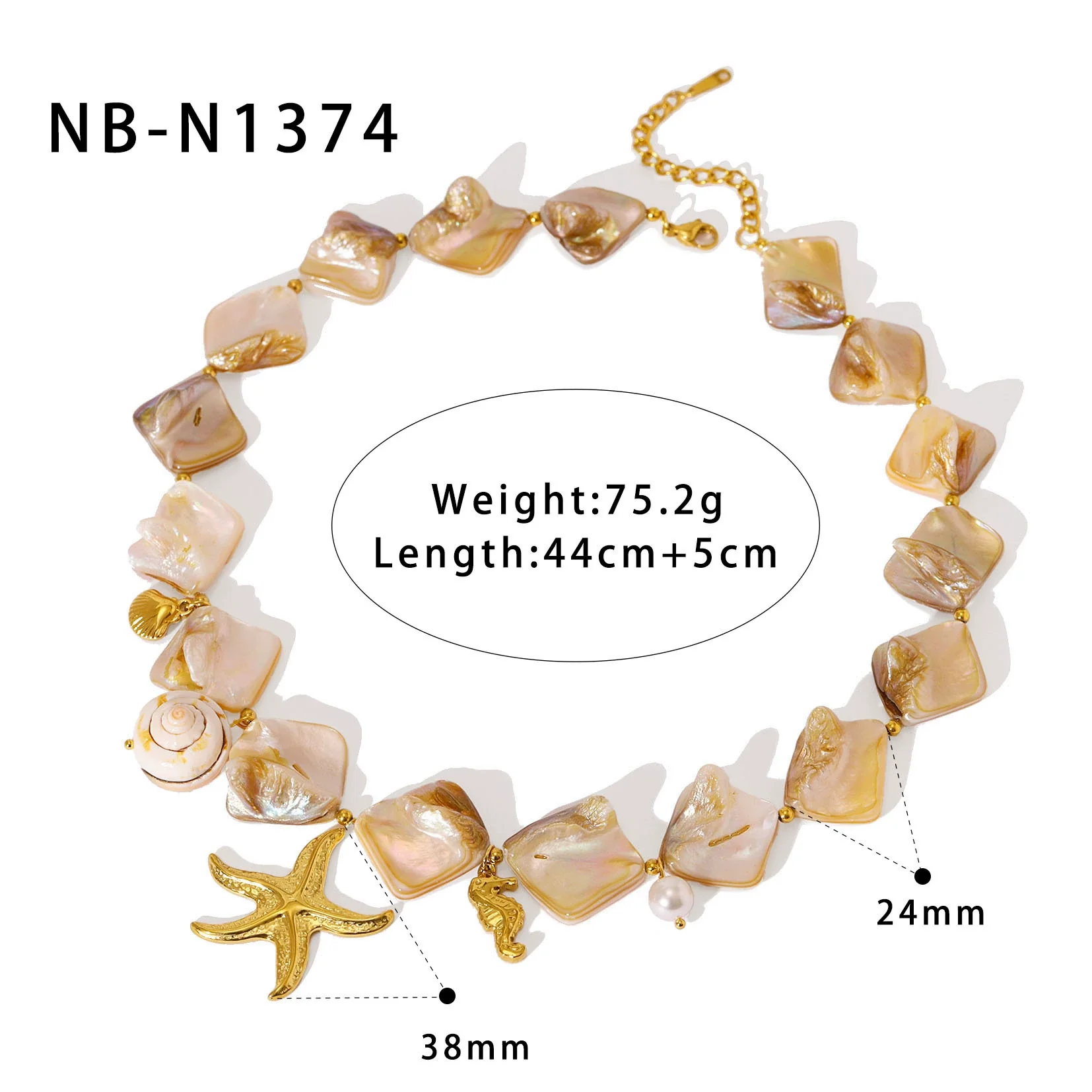 Wholesale Women's Seaside Resort Style Stainless Steel 18K Gold Plated Heart Shape Geometric Necklace Bracelet Combination - Image 6