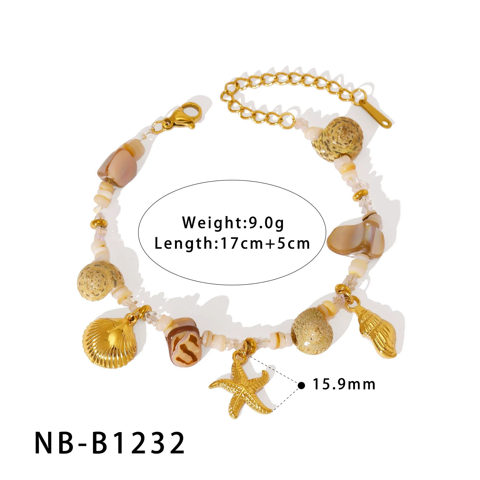 Wholesale Women's Seaside Resort Style Stainless Steel 18K Gold Plated Heart Shape Geometric Necklace Bracelet Combination - Image 7