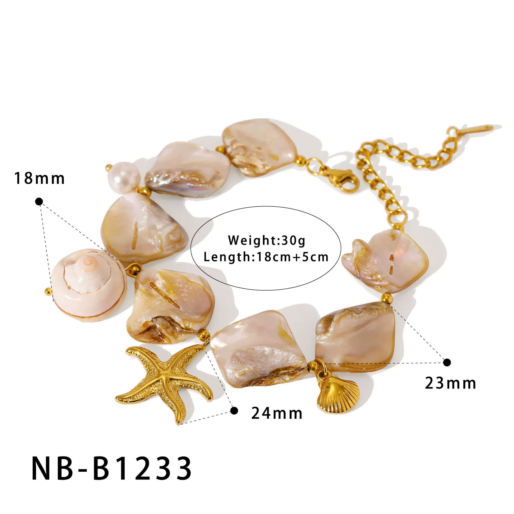 Wholesale Women's Seaside Resort Style Stainless Steel 18K Gold Plated Heart Shape Geometric Necklace Bracelet Combination - Image 8