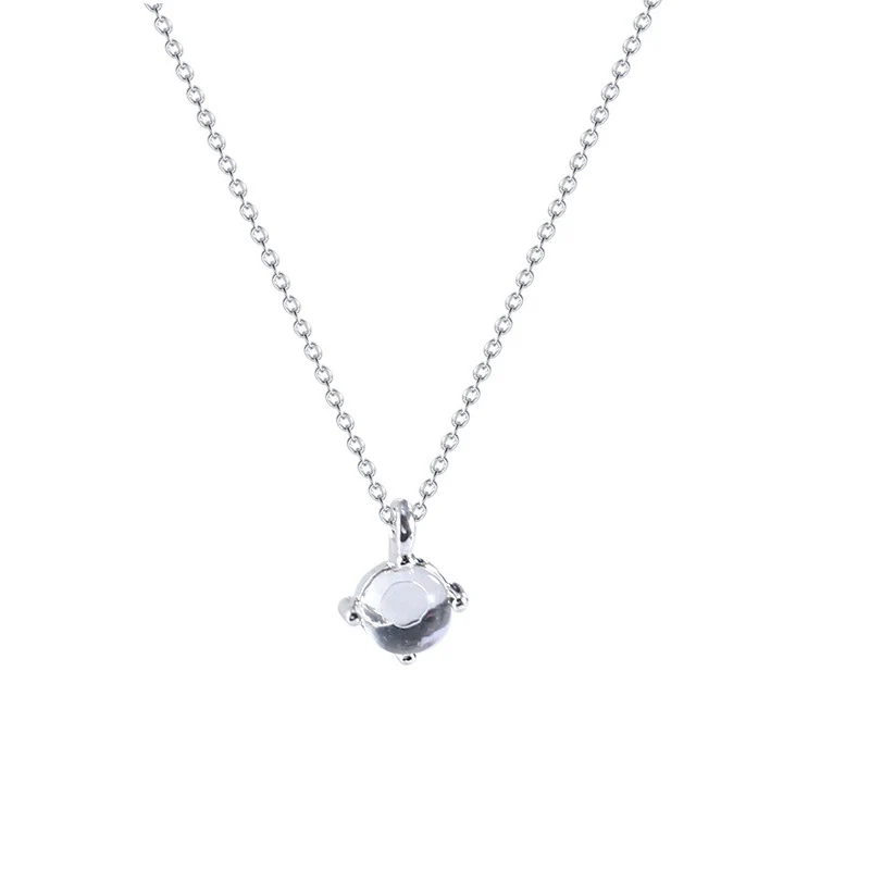 Wholesale Women's Silver Copper Alloy Geometric Circle Zircon Inlaid Electroplated Clavicle Necklace - Image 5