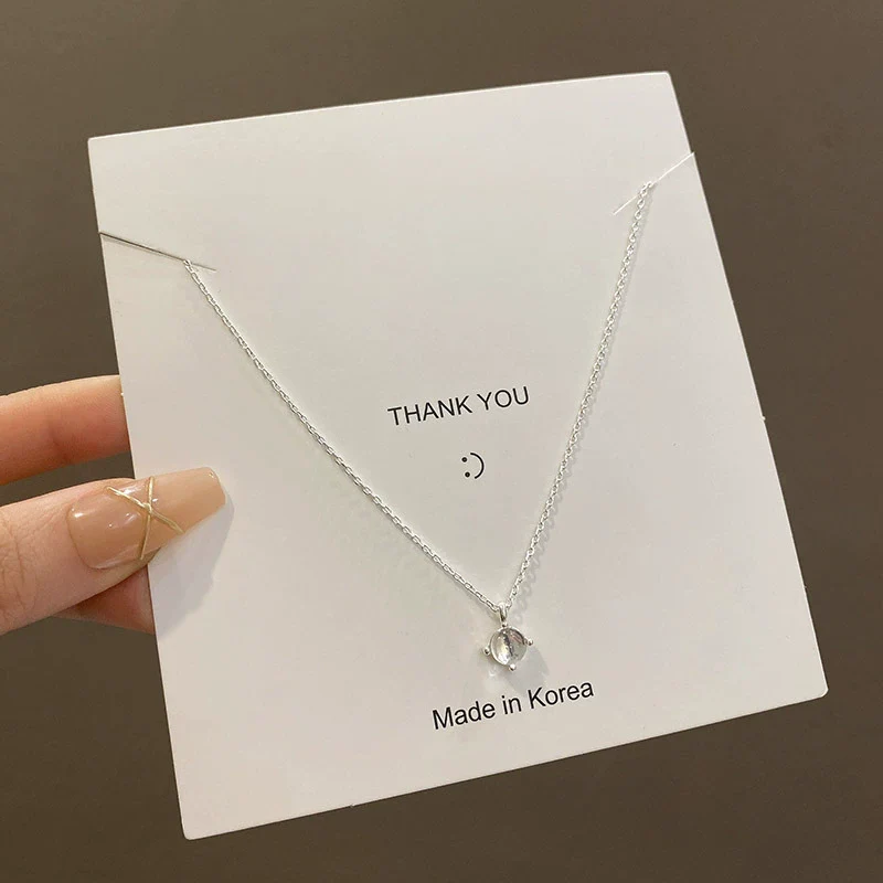 Wholesale Women's Silver Copper Alloy Geometric Circle Zircon Inlaid Electroplated Clavicle Necklace - Image 6