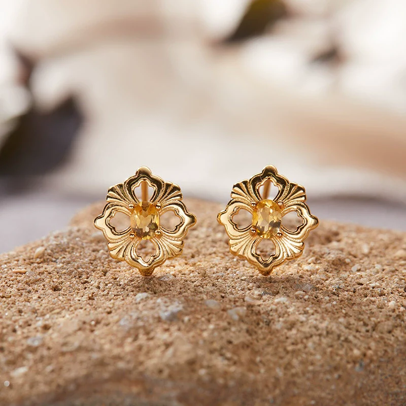Wholesale Women's Silver Geometric Wiredrawing Earrings Set With Gems - Image 29