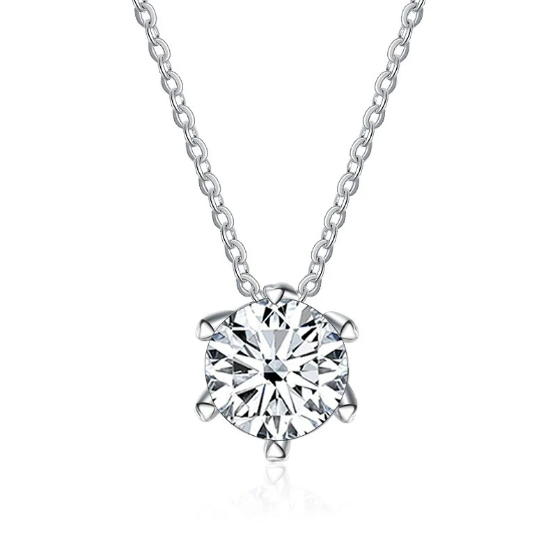 Wholesale Women's Silver Snake Bone Chain Moissanite Necklace With Round Pendant And Animal Zodiac Pattern Set With Precious Stones - Image 10