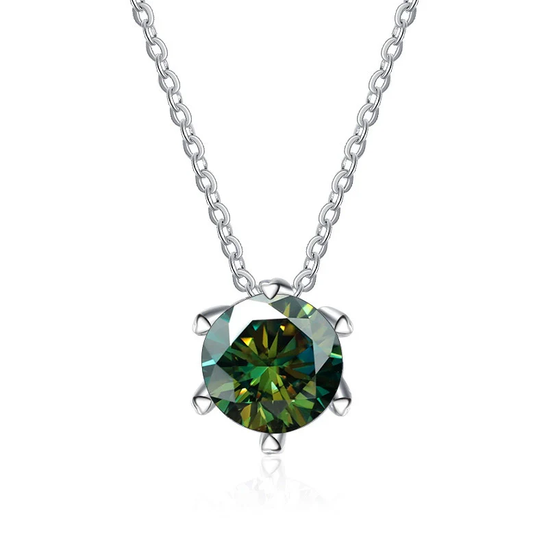 Wholesale Women's Silver Snake Bone Chain Moissanite Necklace With Round Pendant And Animal Zodiac Pattern Set With Precious Stones - Image 5