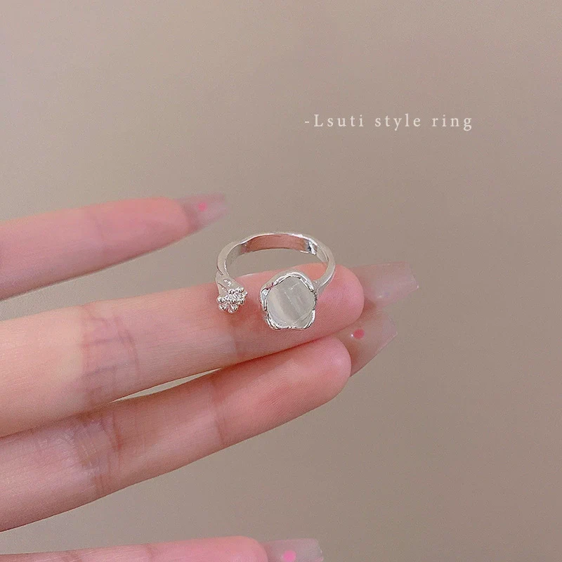 Wholesale Women's Silver Zircon Open Ring Copper Electroplating Heart Bow Geometric Shape - Image 32