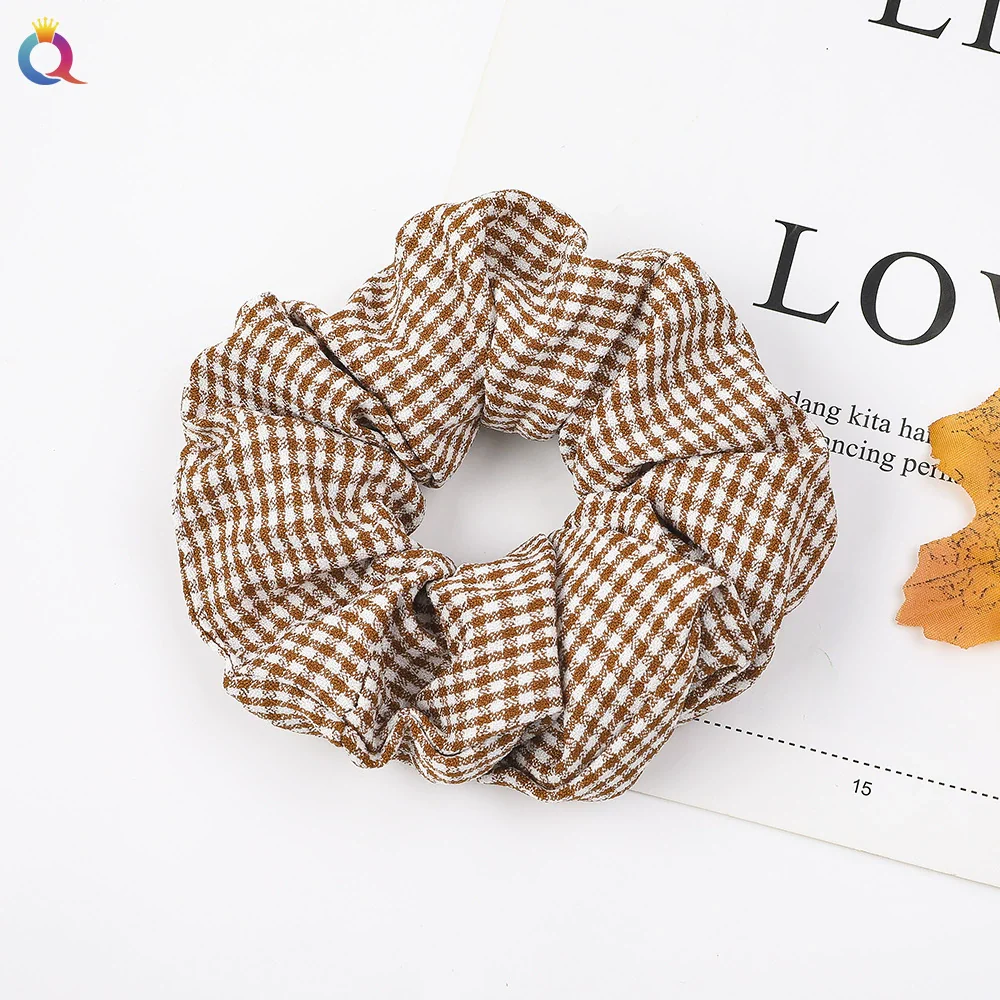 Wholesale Women's Simple Basic Fabric Plaid Handmade Hair Ring Headwear - Image 11