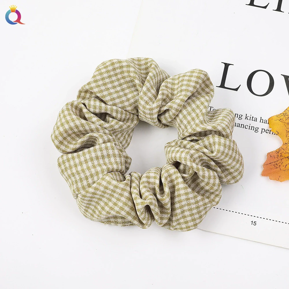 Wholesale Women's Simple Basic Fabric Plaid Handmade Hair Ring Headwear - Image 6