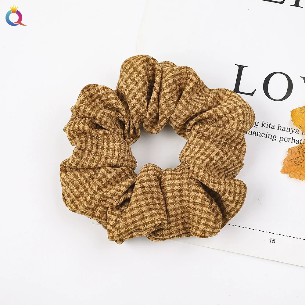 Wholesale Women's Simple Basic Fabric Plaid Handmade Hair Ring Headwear - Image 8