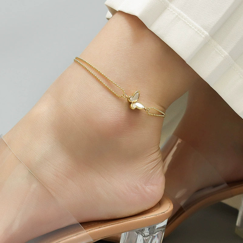 Wholesale Women's Simple Butterfly Anklet In Titanium Steel 18K Gold Plated With Animal Pattern - Image 6