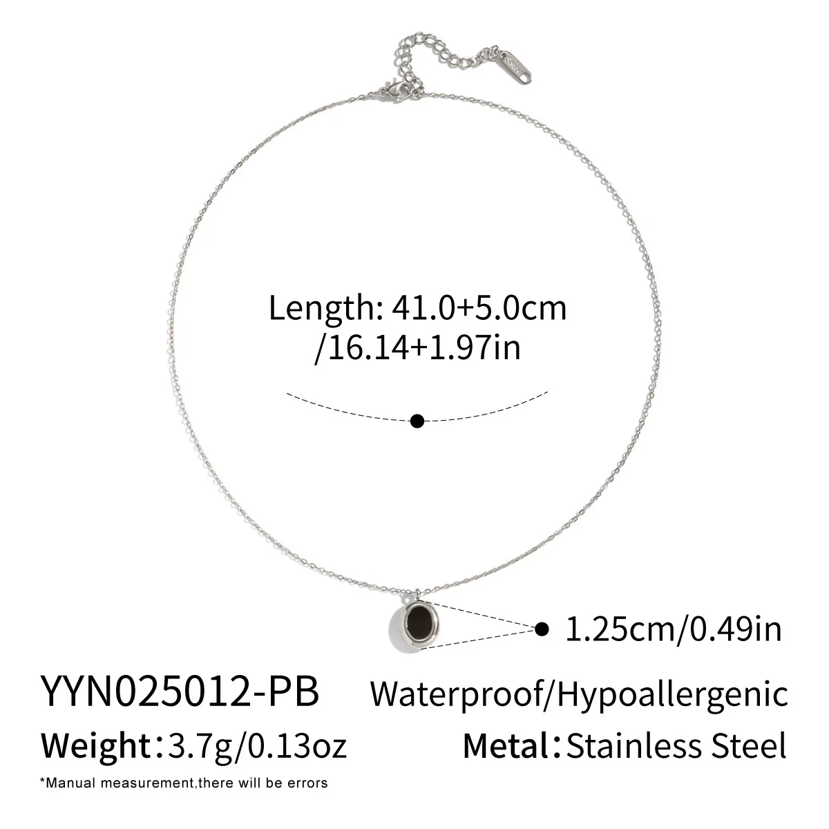 Wholesale Women's Simple Classic Geometric Black Gold Oil Drop Round Stainless Steel Necklace With O Word Chain Pvd Furnace Vacuum Real Gold Plating - Image 6