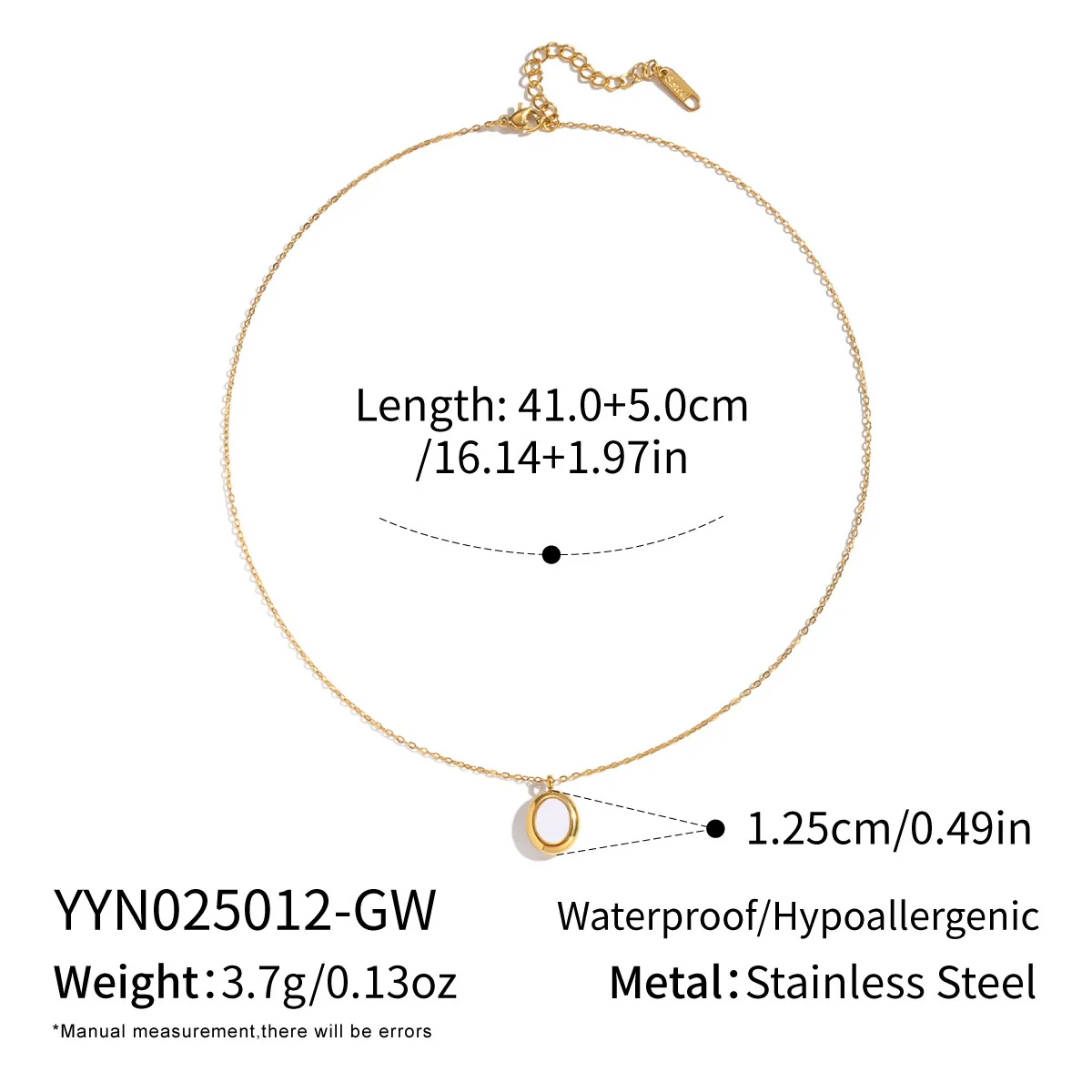 Wholesale Women's Simple Classic Geometric Black Gold Oil Drop Round Stainless Steel Necklace With O Word Chain Pvd Furnace Vacuum Real Gold Plating - Image 9
