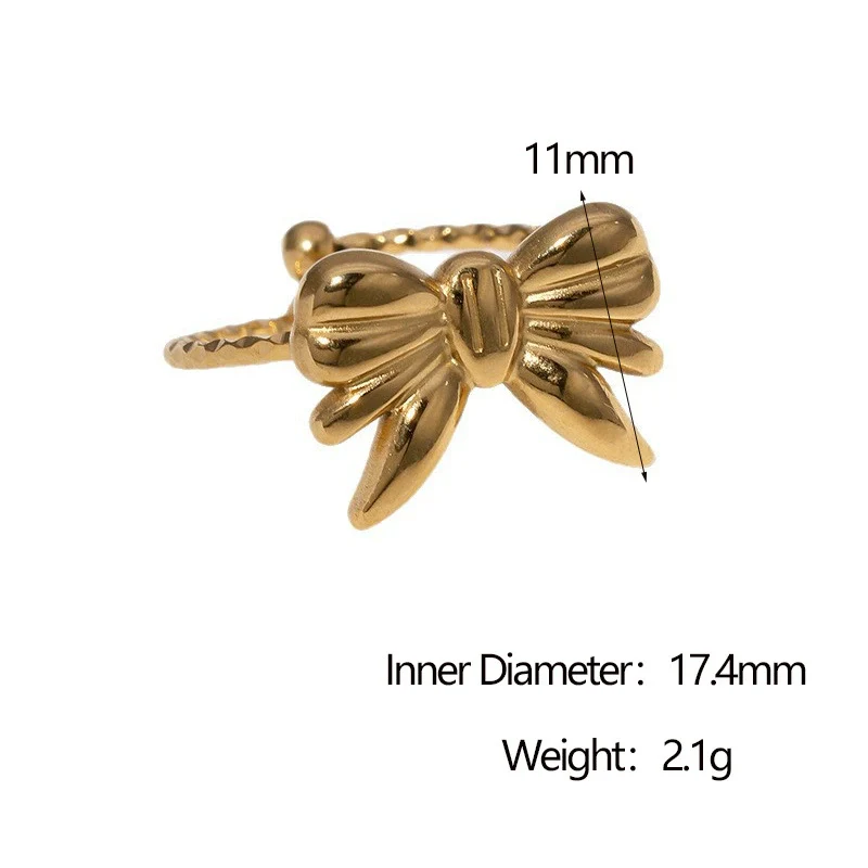 Wholesale Women's Simple Electroplated Stainless Steel Bow Tie Open Ring Jewelry Accessories - Image 4