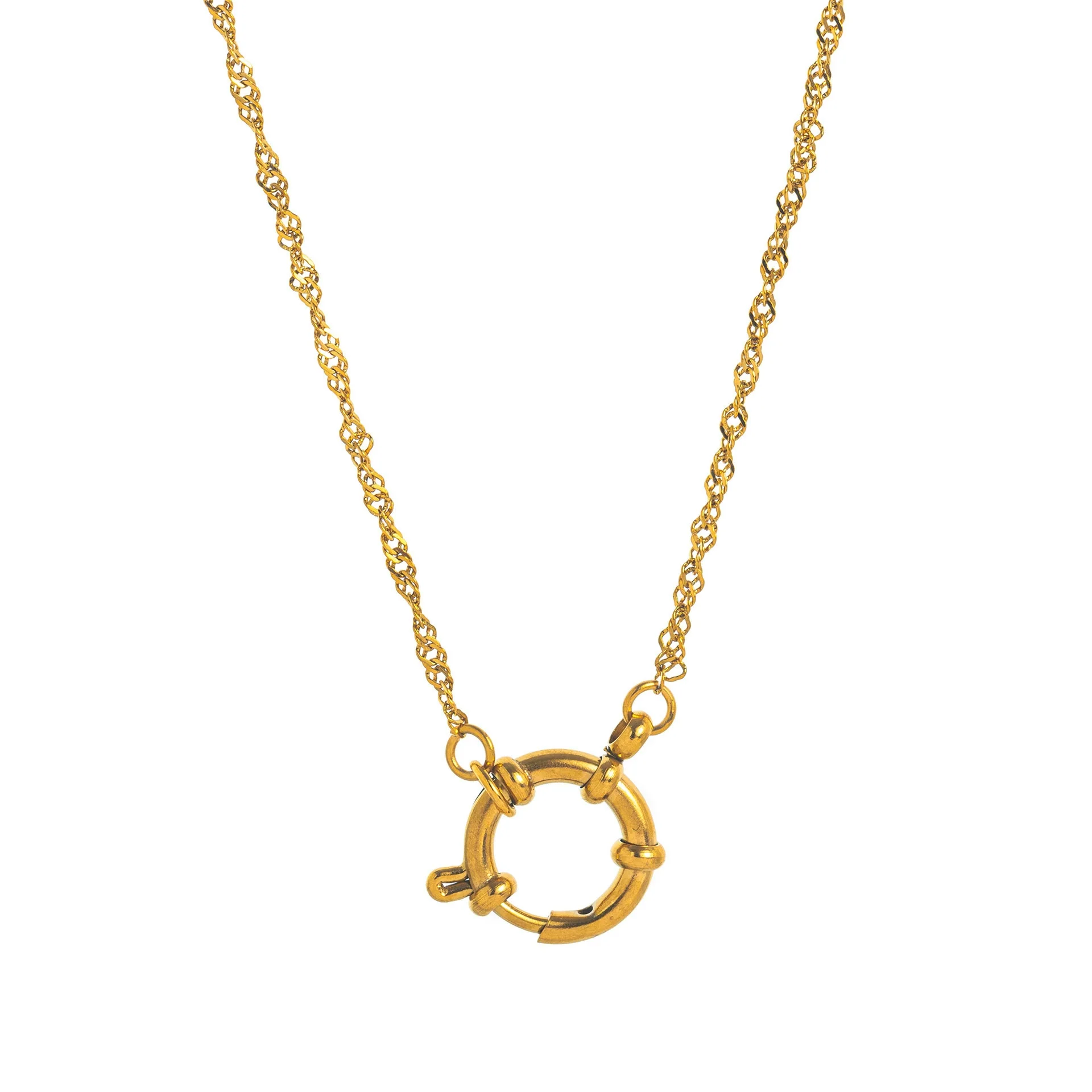 Wholesale Women's Simple Electroplated Stainless Steel Heart Shape Mixed Gemstone Setting Pendant Necklace - Image 24