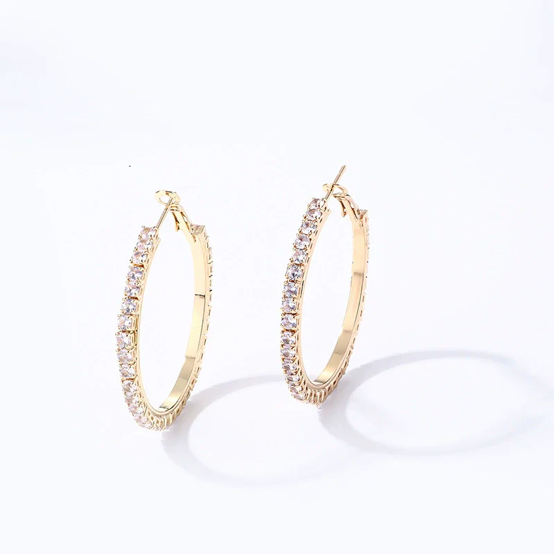 Wholesale Women's Simple Geometric Copper Earrings With Zircon Inlay - Image 12